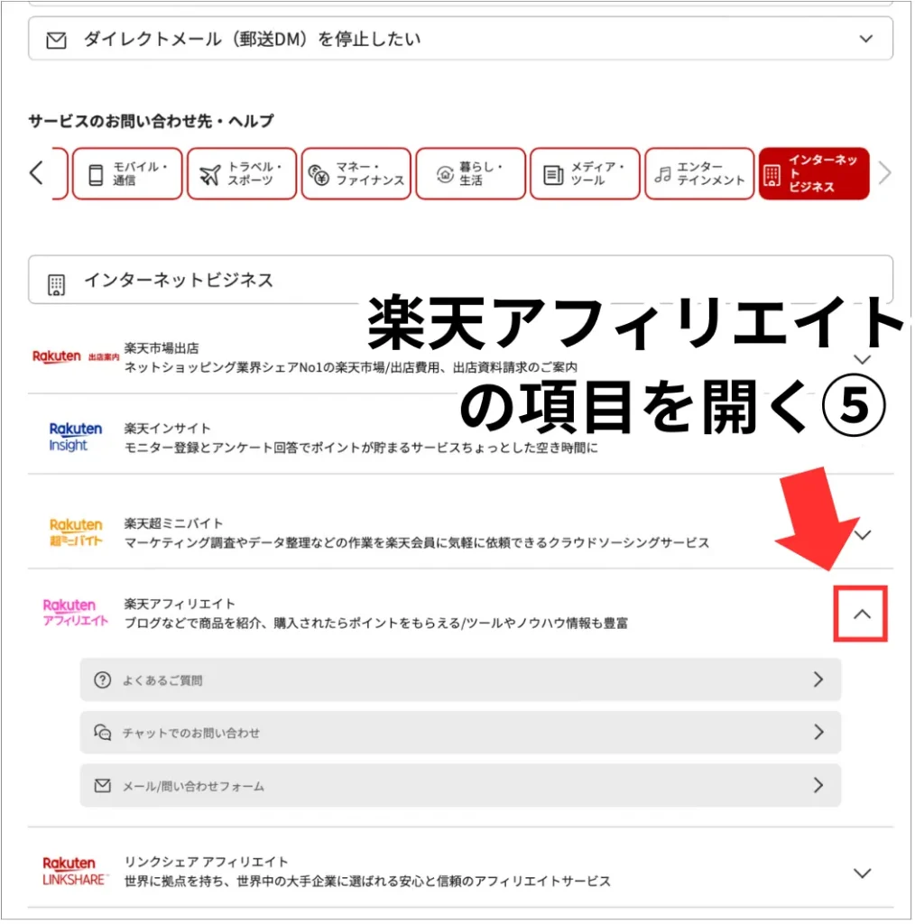 楽天アフィリエイトにお問い合わせする方法